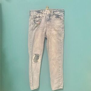 Girl blue art deco jeans